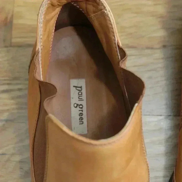 Paul Green Ava Wingtip Size 6.5 Camel Beige Leather Oxford Slip On Chelsea Boots - Picture 5 of 10